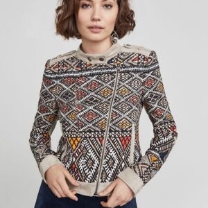 BCBG Max Azria Ziggy ladies XS Aztec print moto jacket